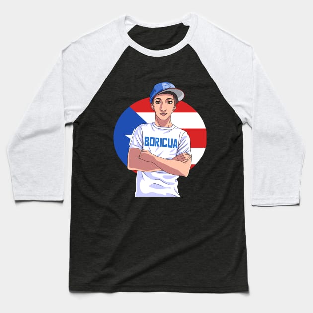 Boricua Puerto Rican Strong Pride Puerto Rico Flag Baseball T-Shirt by Noseking